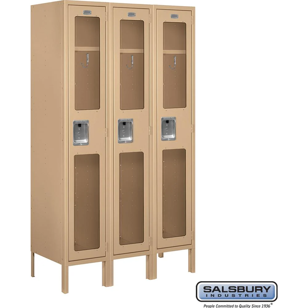 12" Wide Single Tier See-Through Metal Locker - 3 Wide - 5 Feet High - 15" Deep by Salsbury - Image 10