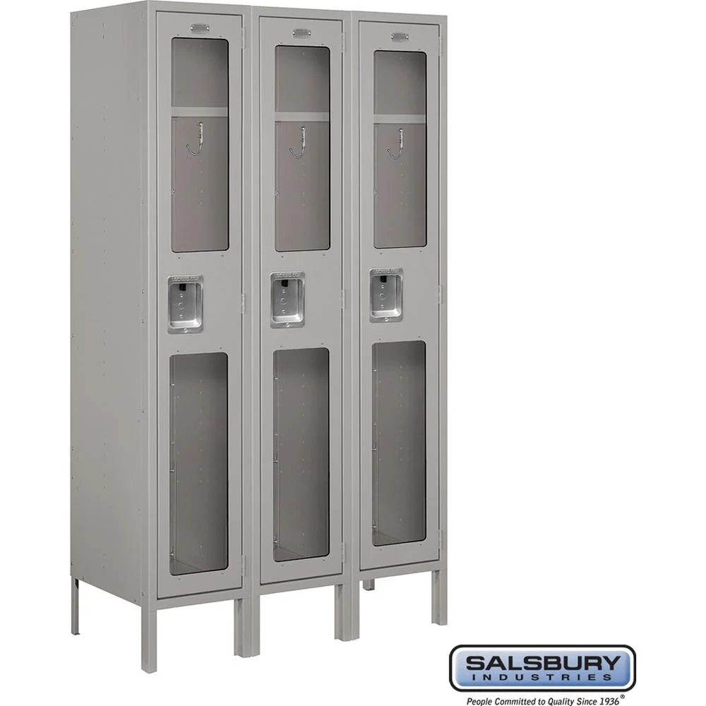 12" Wide Single Tier See-Through Metal Locker - 3 Wide - 5 Feet High - 15" Deep by Salsbury - Image 7