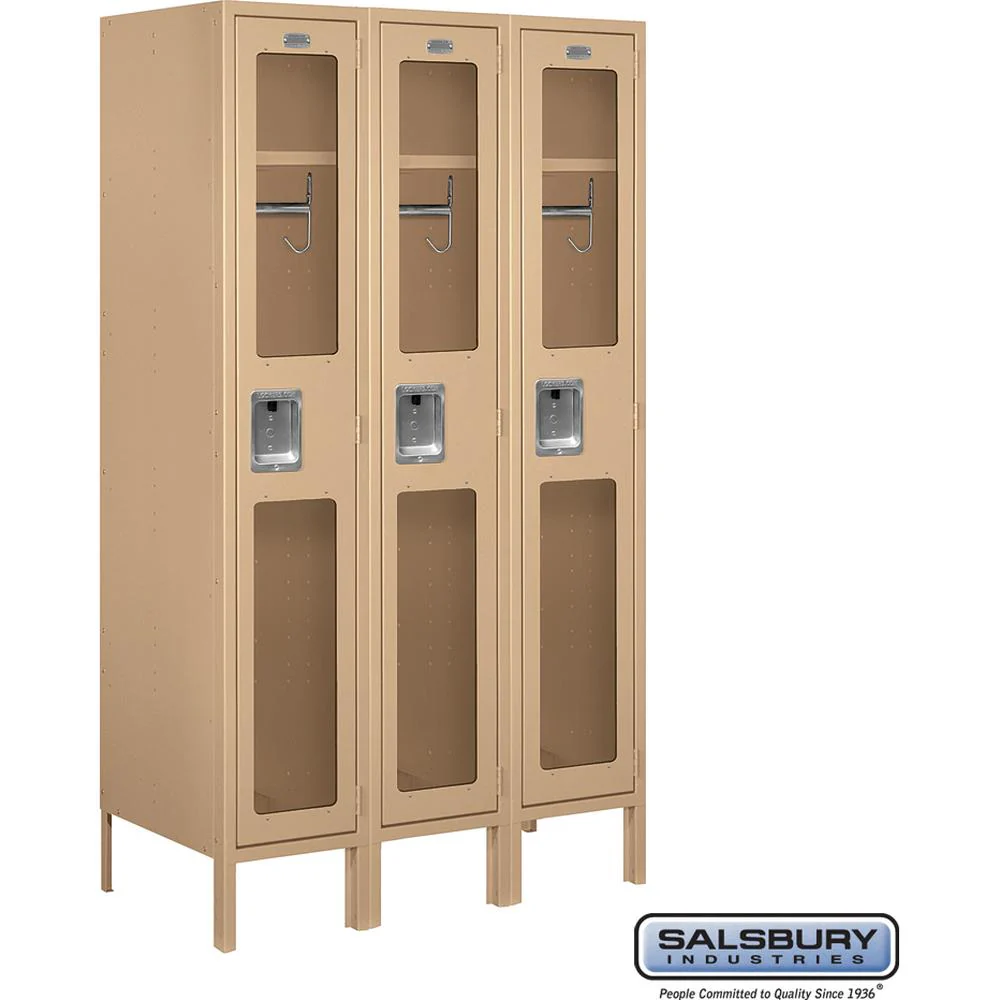 12" Wide Single Tier See-Through Metal Locker - 3 Wide - 5 Feet High - 18" Deep by Salsbury - Image 10