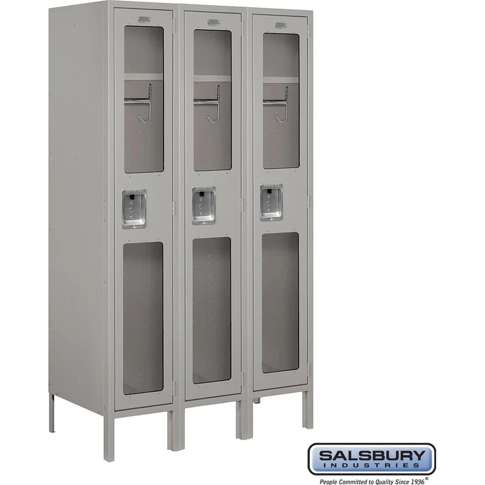 12" Wide Single Tier See-Through Metal Locker - 3 Wide - 5 Feet High - 18" Deep by Salsbury - Image 8