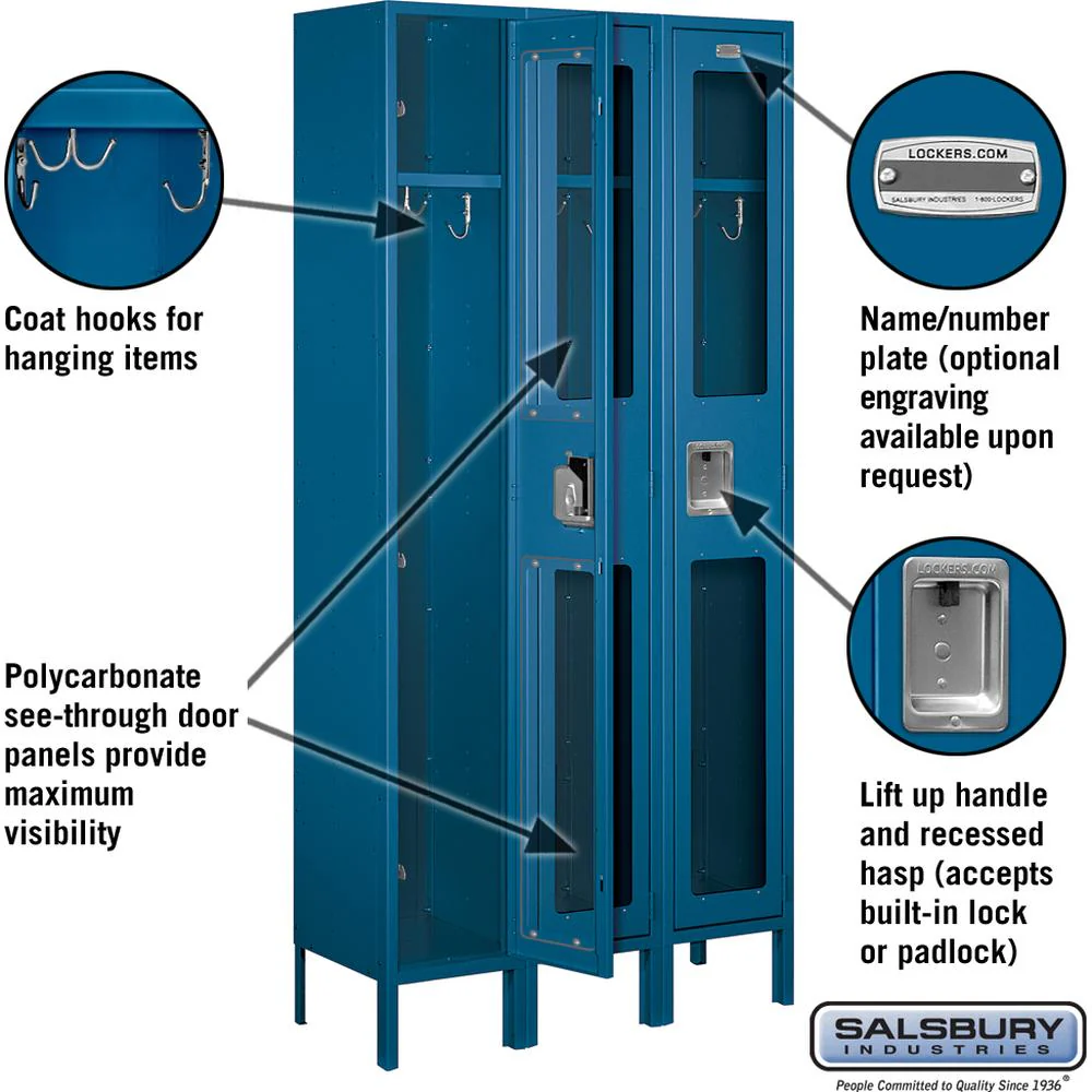 12" Wide Single Tier See-Through Metal Locker - 3 Wide - 6 Feet High - 12" Deep by Salsbury - Image 2