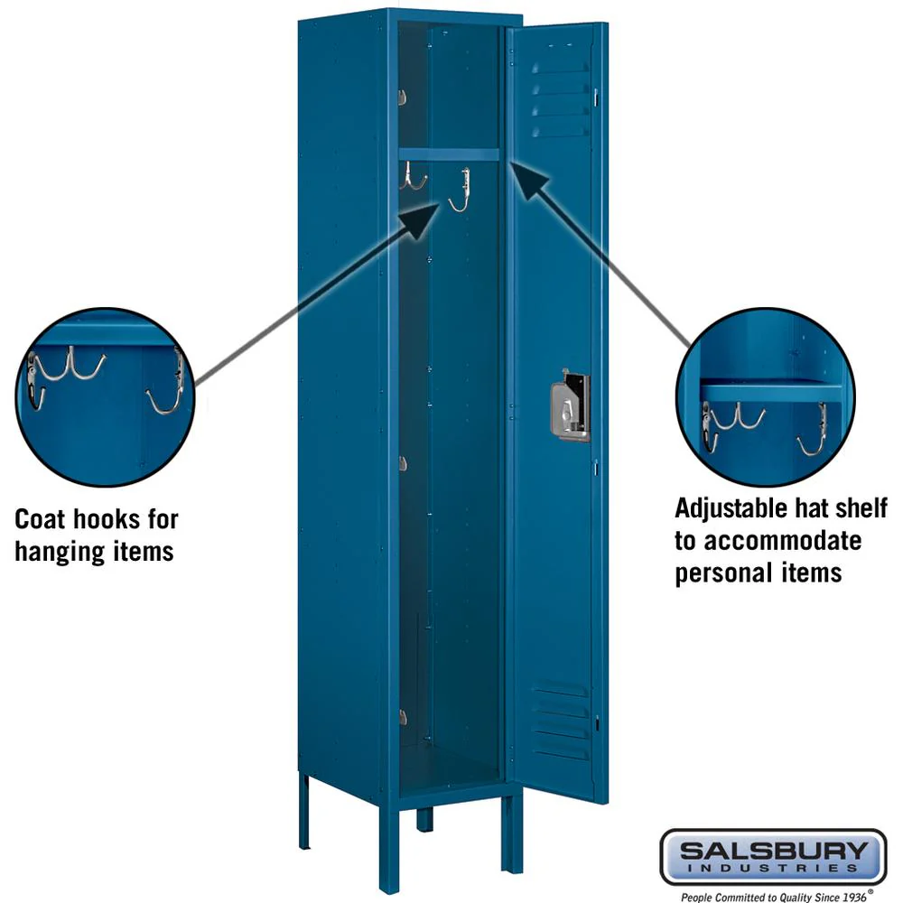 12" Wide Single Tier Standard Metal Locker - 1 Wide - 5 Feet High - 12" Deep by Salsbury - Image 3