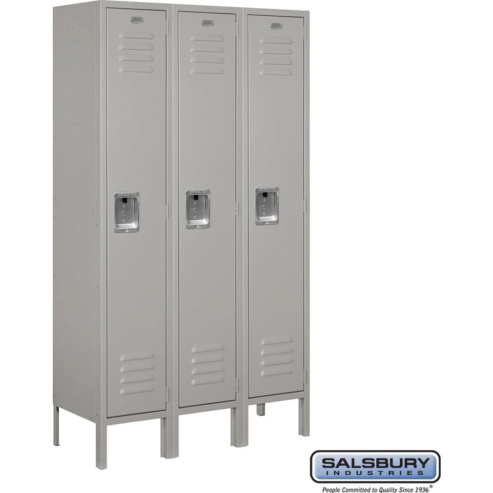 12" Wide Single Tier Standard Metal Locker - 3 Wide - 5 Feet High - 12" Deep by Salsbury - Image 6