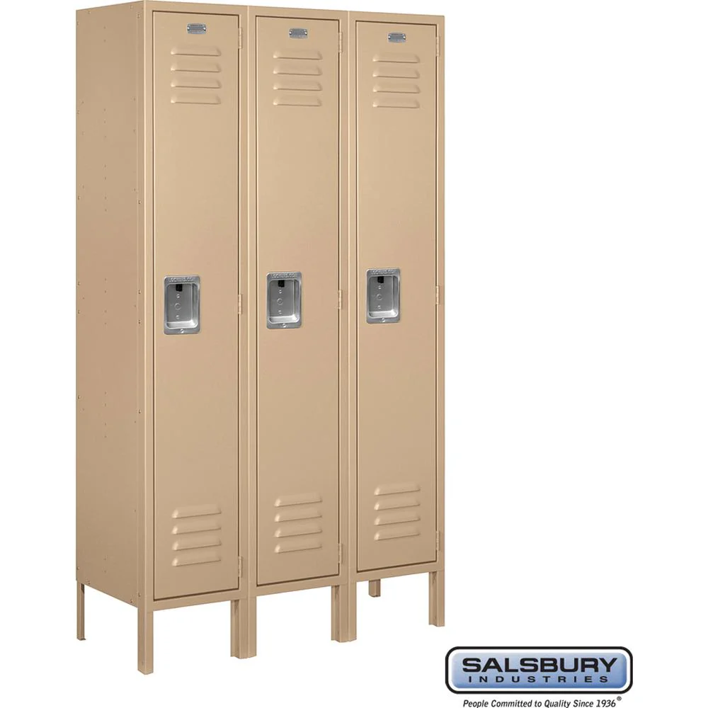 12" Wide Single Tier Standard Metal Locker - 3 Wide - 5 Feet High - 12" Deep by Salsbury - Image 9