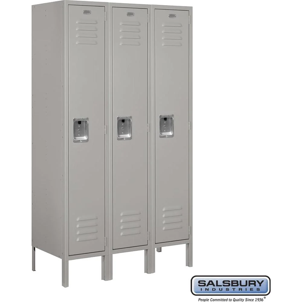 12" Wide Single Tier Standard Metal Locker - 3 Wide - 5 Feet High - 15" Deep by Salsbury - Image 7