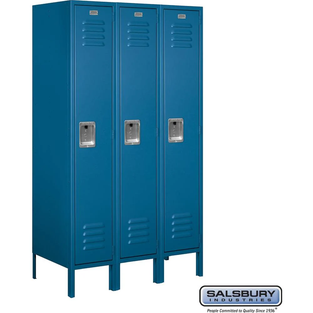 12" Wide Single Tier Standard Metal Locker - 3 Wide - 5 Feet High - 18" Deep by Salsbury - Image 5