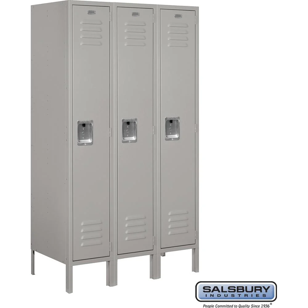 12" Wide Single Tier Standard Metal Locker - 3 Wide - 5 Feet High - 18" Deep by Salsbury - Image 6