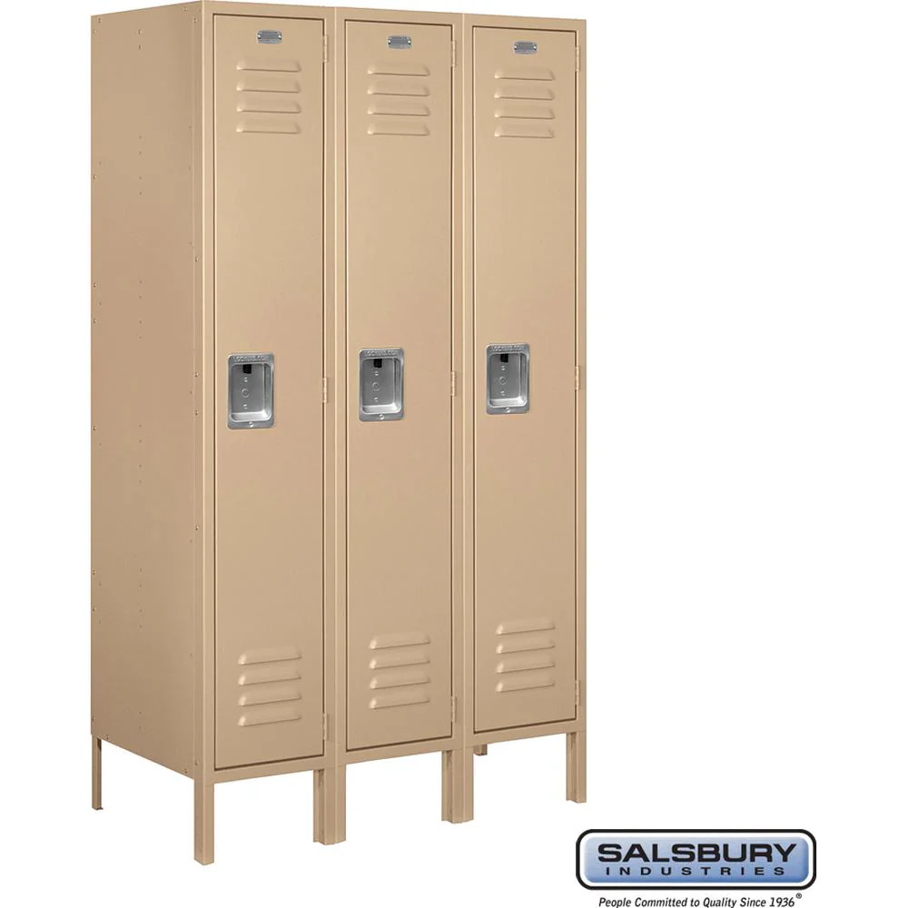 12" Wide Single Tier Standard Metal Locker - 3 Wide - 5 Feet High - 18" Deep by Salsbury - Image 8