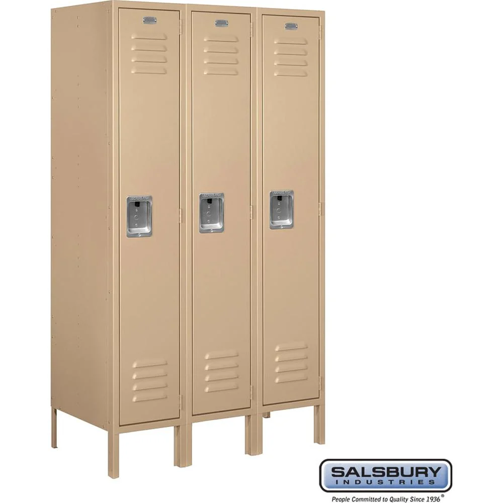 12" Wide Single Tier Standard Metal Locker - 3 Wide - 5 Feet High - 18" Deep by Salsbury - Image 9