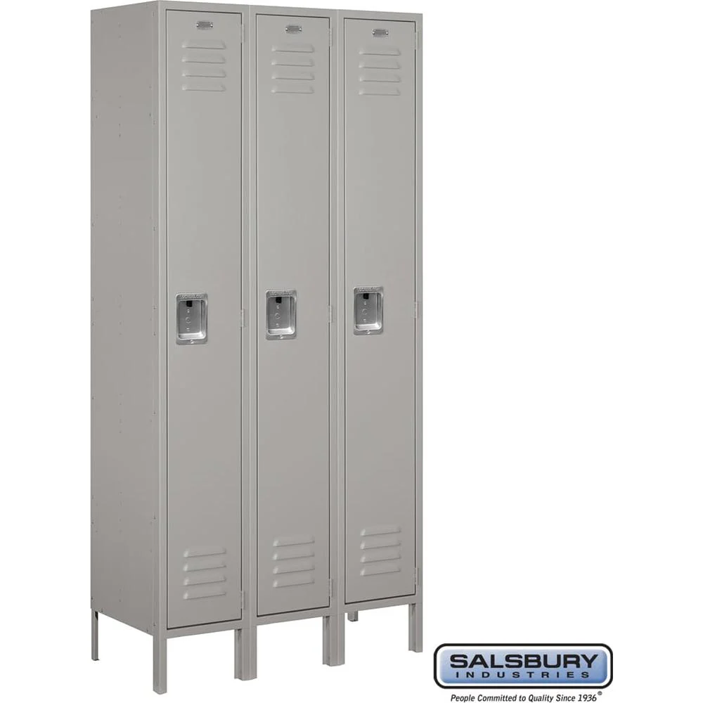 12" Wide Single Tier Standard Metal Locker - 3 Wide - 6 Feet High - 15" Deep by Salsbury - Image 7