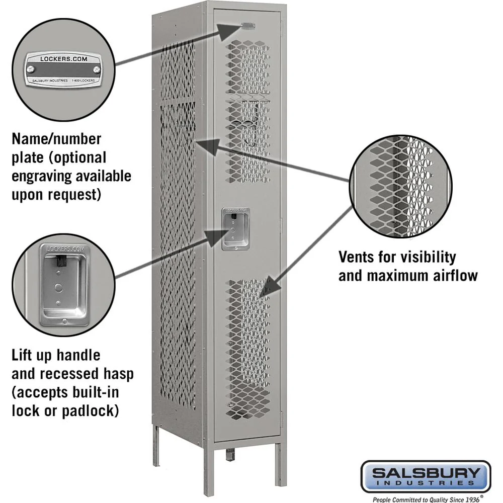 12" Wide Single Tier Vented Metal Locker - 1 Wide - 5 Feet High - 18" Deep by Salsbury - Image 2