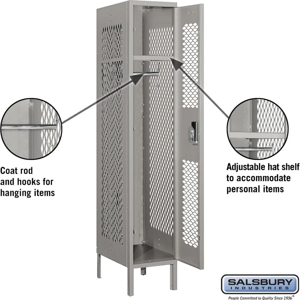 12" Wide Single Tier Vented Metal Locker - 1 Wide - 5 Feet High - 18" Deep by Salsbury - Image 3