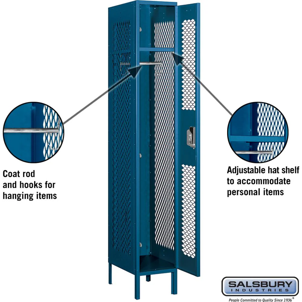 12" Wide Single Tier Vented Metal Locker - 1 Wide - 6 Feet High - 18" Deep by Salsbury - Image 3