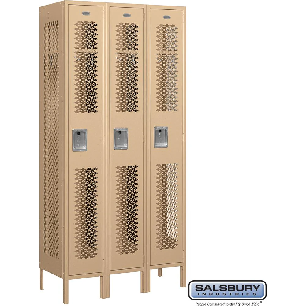 12" Wide Single Tier Vented Metal Locker - 3 Wide - 6 Feet High - 15" Deep by Salsbury - Image 8
