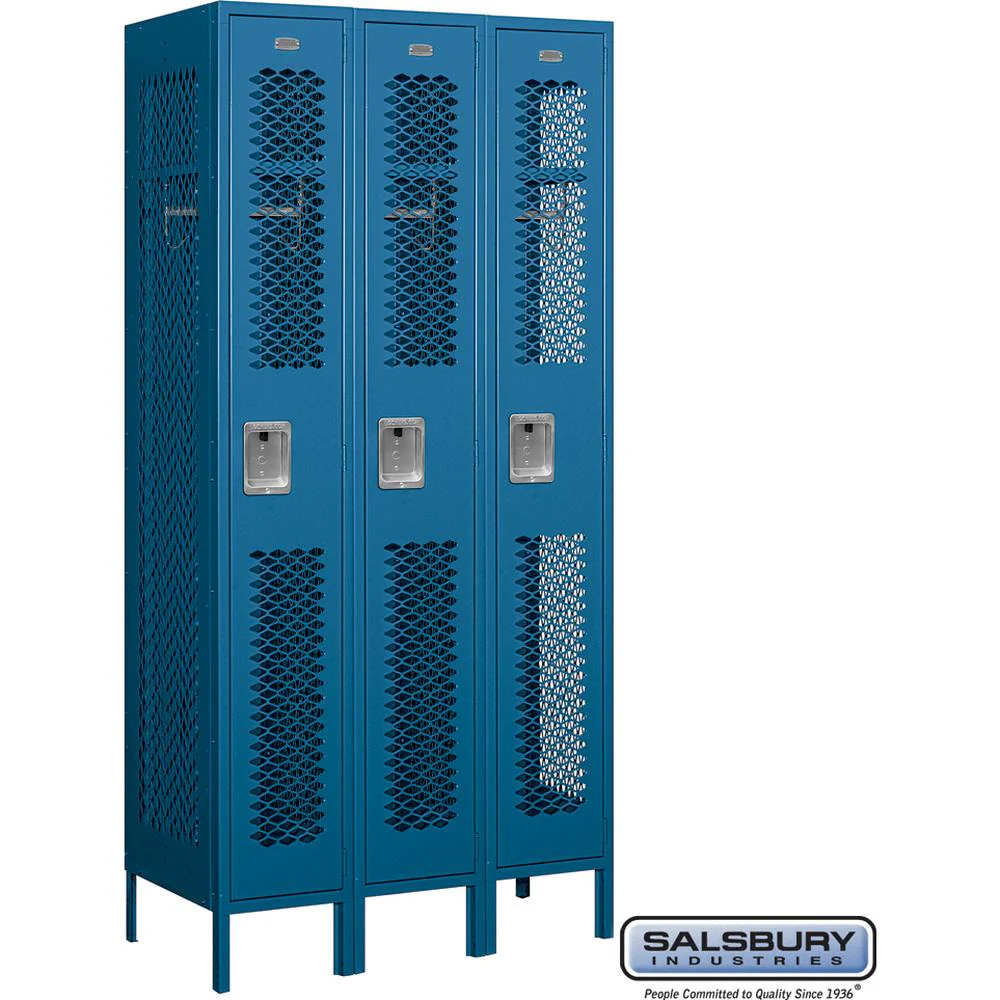 12" Wide Single Tier Vented Metal Locker - 3 Wide - 6 Feet High - 18" Deep by Salsbury - Image 5