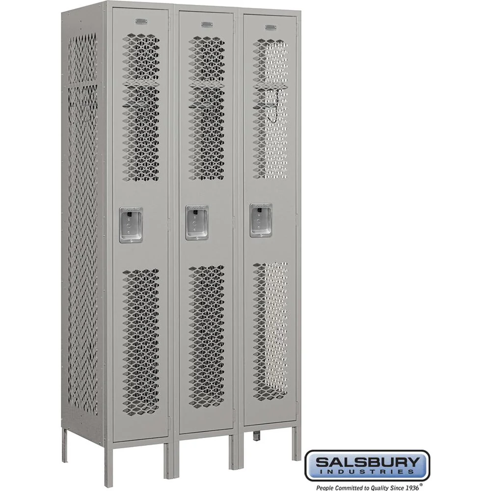 12" Wide Single Tier Vented Metal Locker - 3 Wide - 6 Feet High - 18" Deep by Salsbury - Image 6