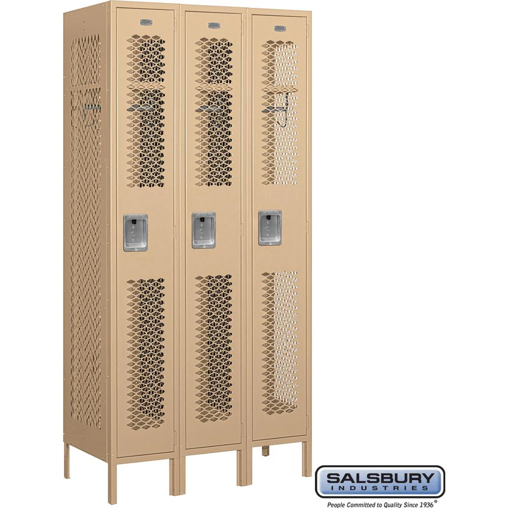 12" Wide Single Tier Vented Metal Locker - 3 Wide - 6 Feet High - 18" Deep by Salsbury - Image 9