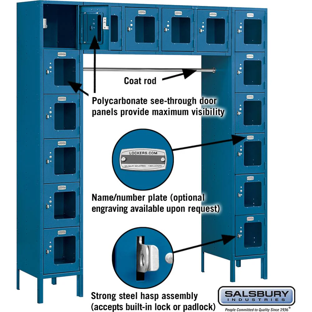 12" Wide Six Tier Box Style Bridge See-Through Metal Locker - 16 Box - 18" Deep by Salsbury - Image 2