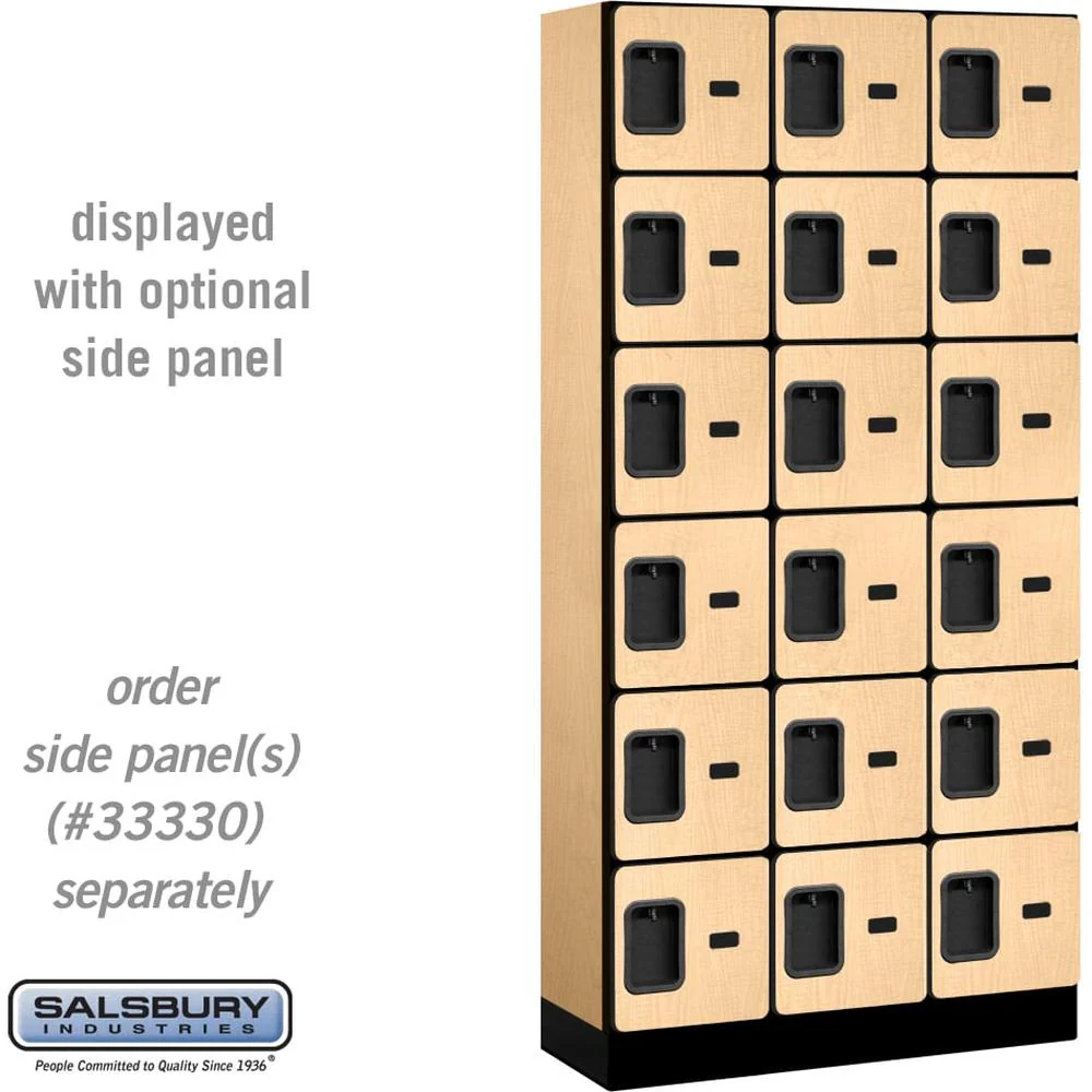 12" Wide Six Tier Box Style Designer Wood Locker - 3 Wide - 6 Feet High - 15" Deep by Salsbury - Image 32