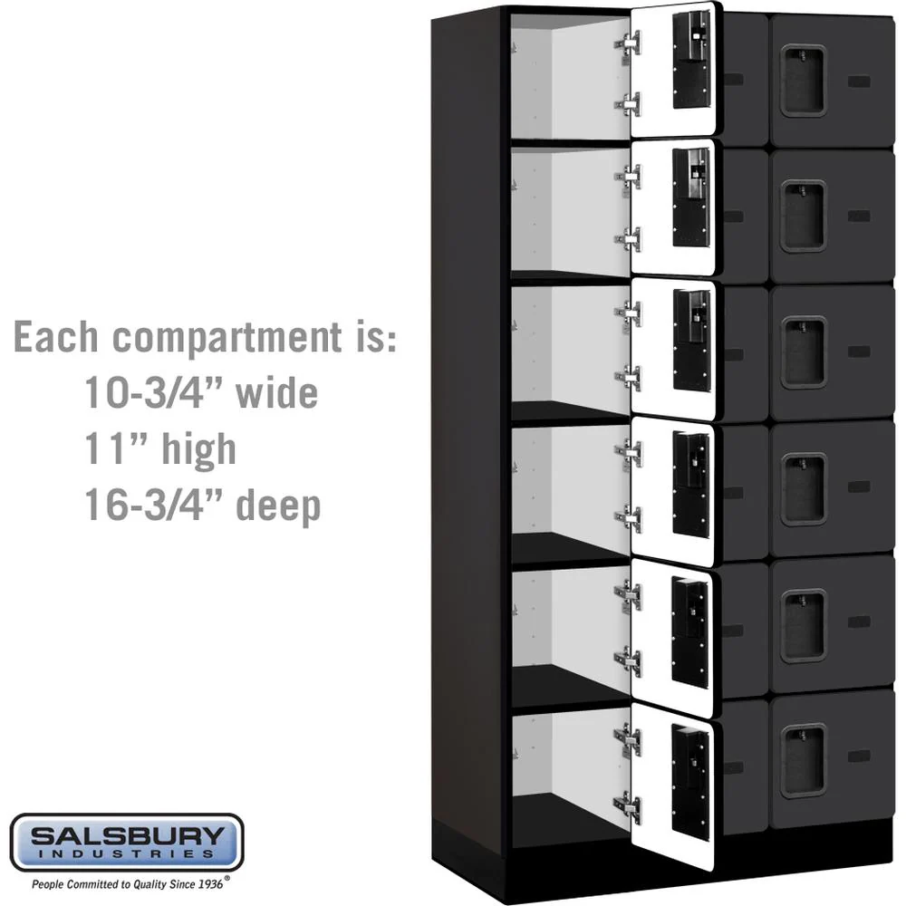 12" Wide Six Tier Box Style Designer Wood Locker - 3 Wide - 6 Feet High - 18" Deep by Salsbury - Image 3