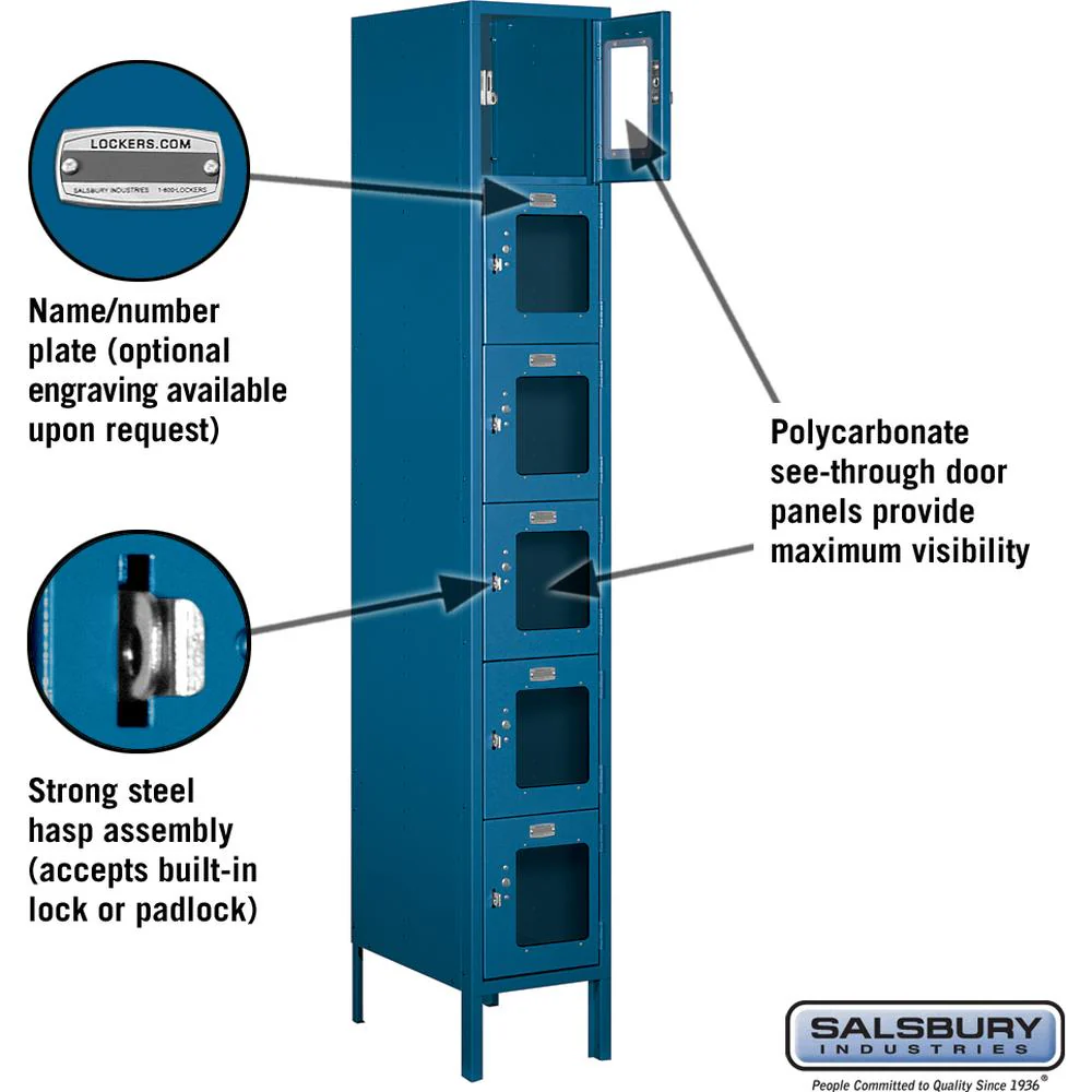 12" Wide Six Tier Box Style See-Through Metal Locker - 1 Wide - 6 Feet High - 18" Deep by Salsbury - Image 2