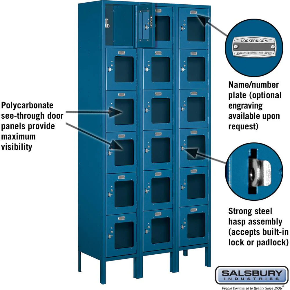 12" Wide Six Tier Box Style See-Through Metal Locker - 3 Wide - 6 Feet High - 12" Deep by Salsbury - Image 2