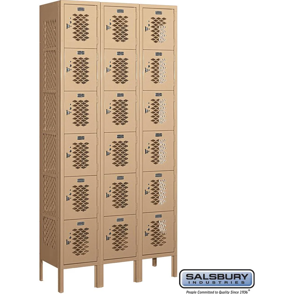 12" Wide Six Tier Box Style Vented Metal Locker - 3 Wide - 6 Feet High - 12" Deep by Salsbury - Image 10