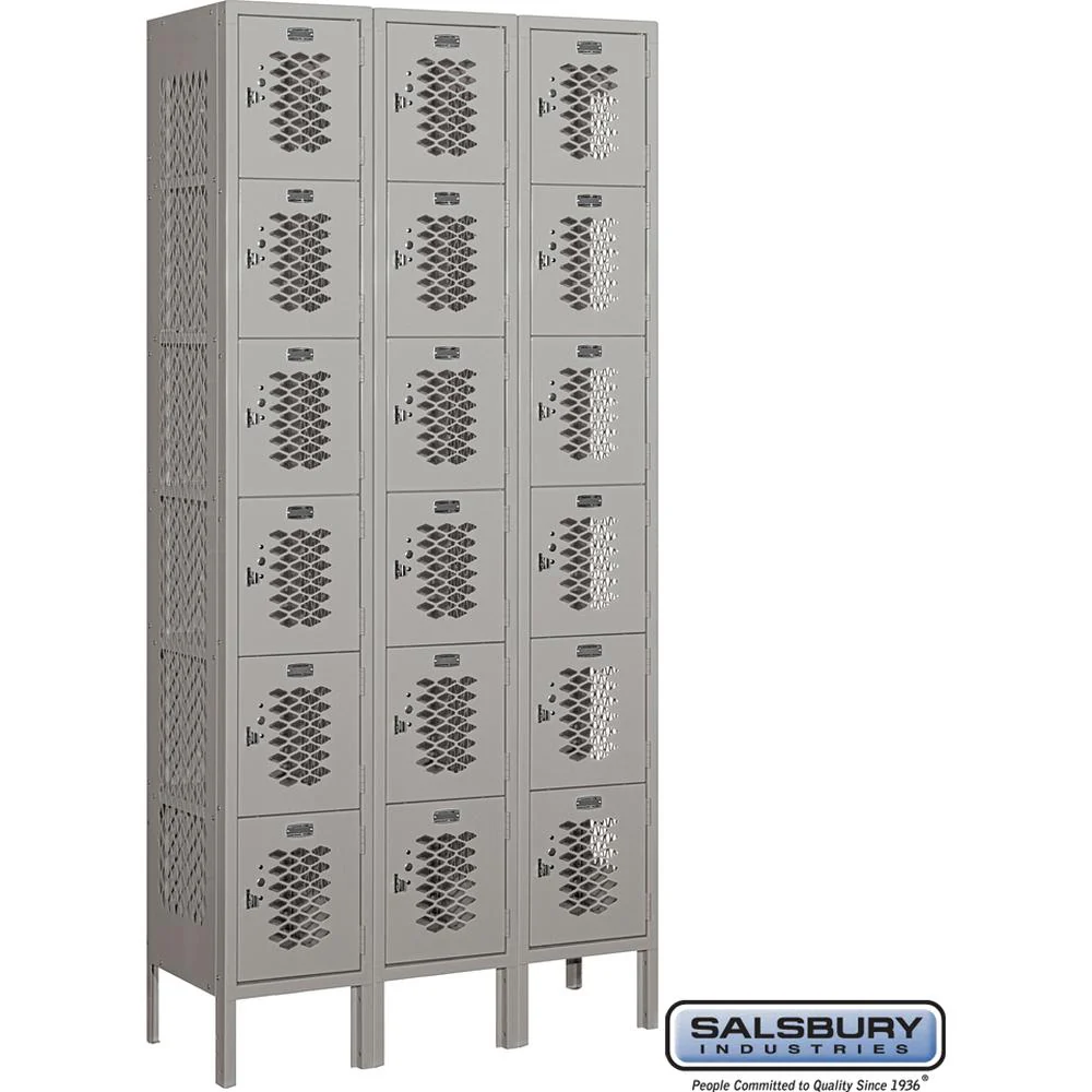 12" Wide Six Tier Box Style Vented Metal Locker - 3 Wide - 6 Feet High - 12" Deep by Salsbury - Image 8