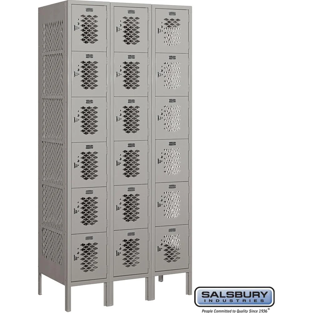 12" Wide Six Tier Box Style Vented Metal Locker - 3 Wide - 6 Feet High - 18" Deep by Salsbury - Image 7