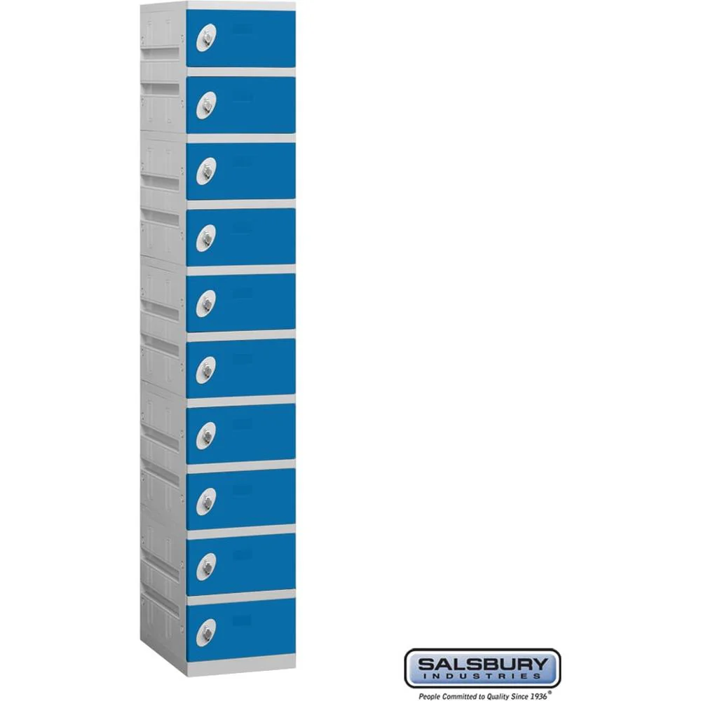 12" Wide Ten Tier Plastic Locker - 1 Wide - 6 Feet High - 18" Deep by Salsbury
