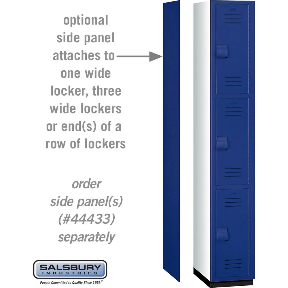 12" Wide Triple Tier Heavy Duty Plastic Locker - 1 Wide - 6 Feet High - 18" Deep - Blue by Salsbury - Image 2