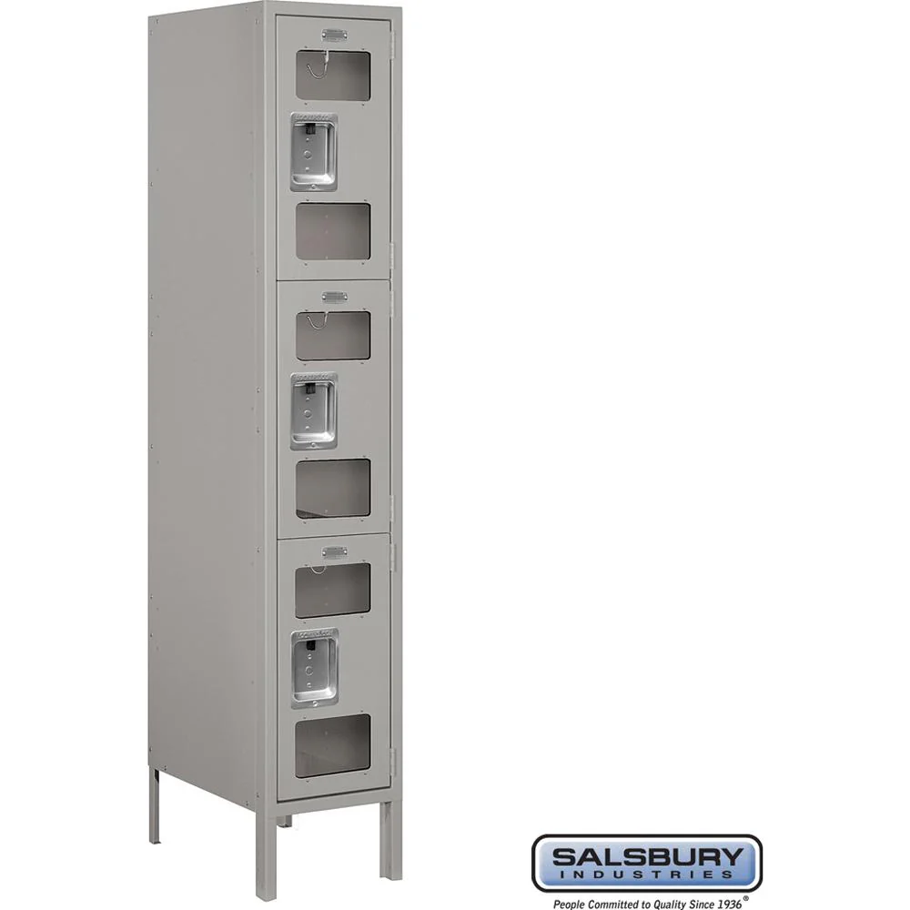 12" Wide Triple Tier See-Through Metal Locker - 1 Wide - 5 Feet High - 18" Deep by Salsbury - Image 7