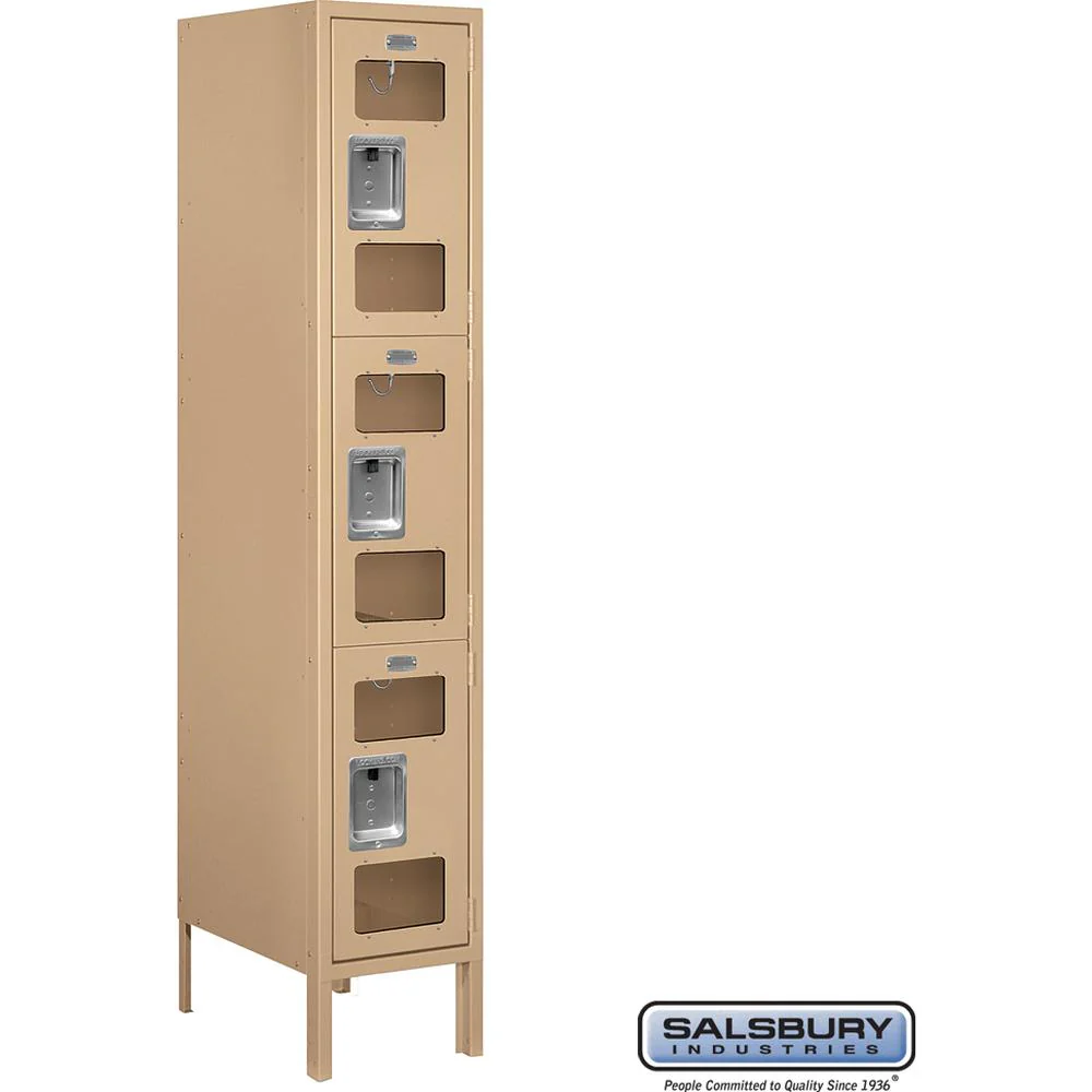 12" Wide Triple Tier See-Through Metal Locker - 1 Wide - 5 Feet High - 18" Deep by Salsbury - Image 9