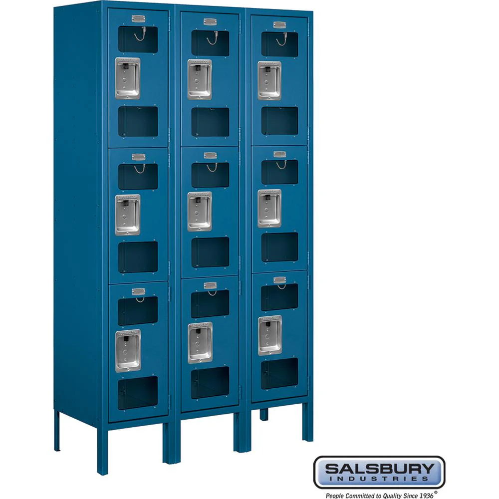 12" Wide Triple Tier See-Through Metal Locker - 3 Wide - 5 Feet High - 12" Deep by Salsbury - Image 6