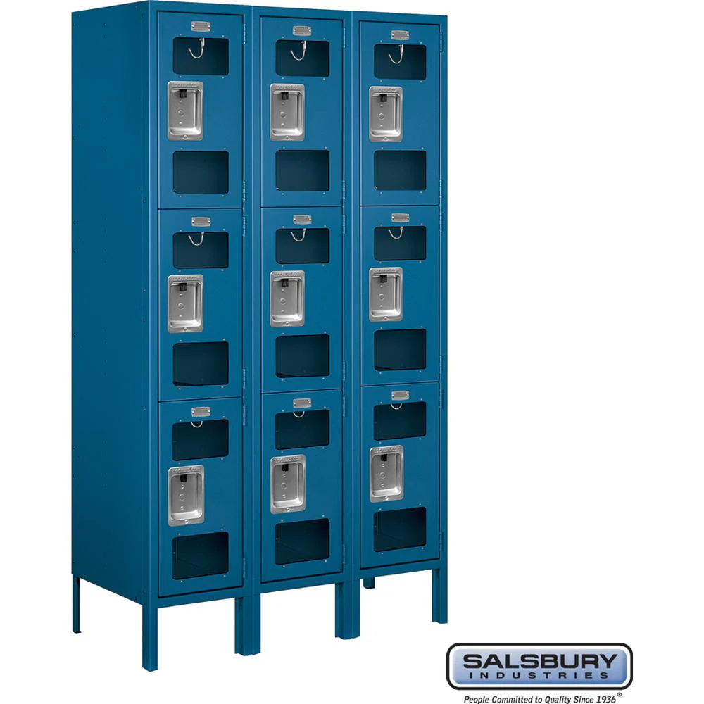 12" Wide Triple Tier See-Through Metal Locker - 3 Wide - 5 Feet High - 15" Deep by Salsbury - Image 6
