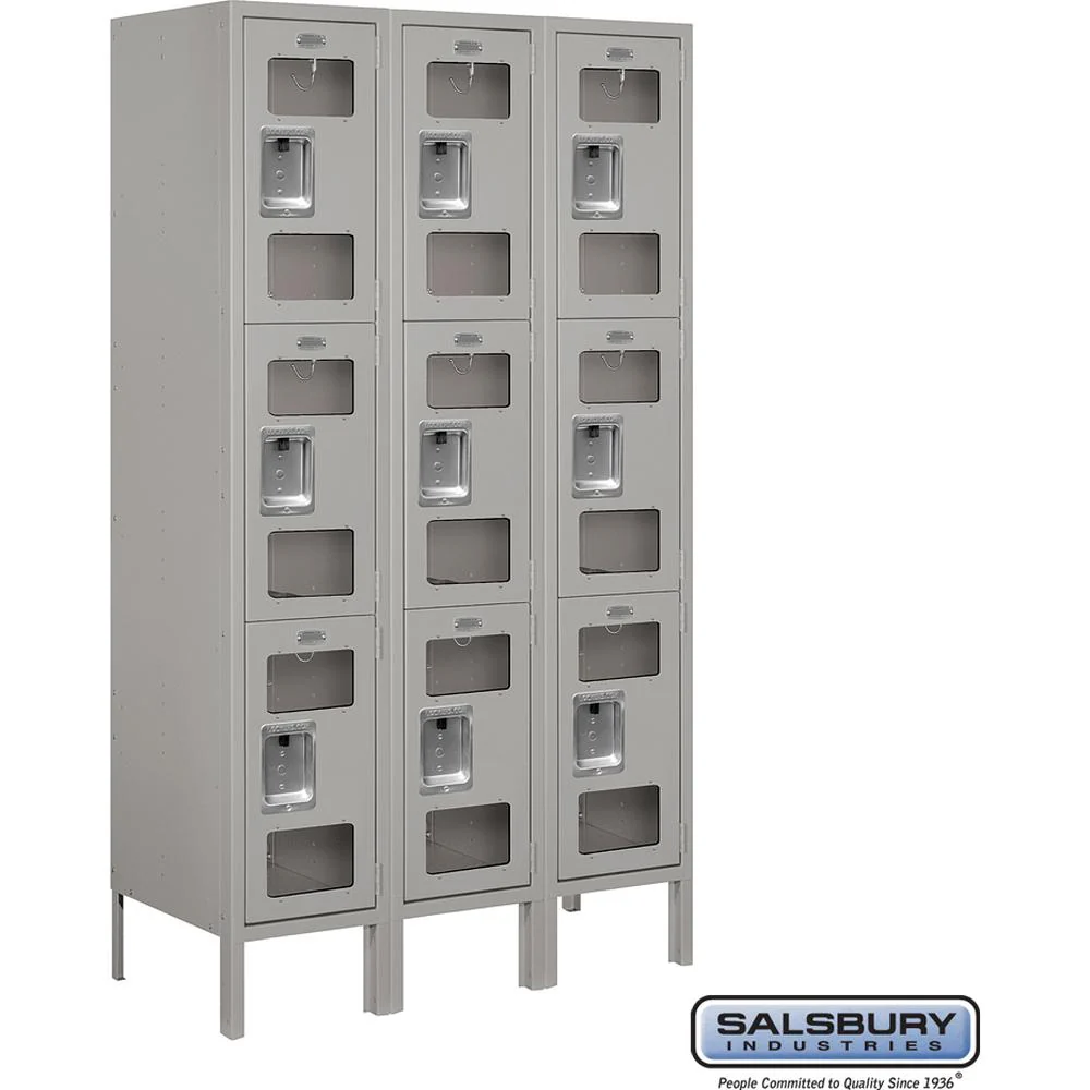 12" Wide Triple Tier See-Through Metal Locker - 3 Wide - 5 Feet High - 15" Deep by Salsbury - Image 7