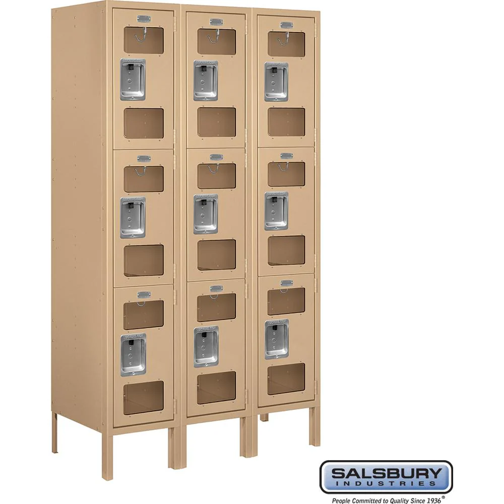 12" Wide Triple Tier See-Through Metal Locker - 3 Wide - 5 Feet High - 15" Deep by Salsbury - Image 9