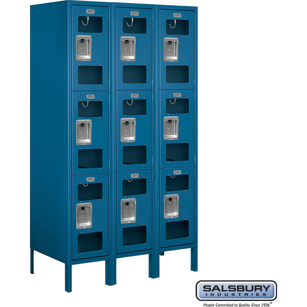 12" Wide Triple Tier See-Through Metal Locker - 3 Wide - 5 Feet High - 18" Deep by Salsbury - Image 6
