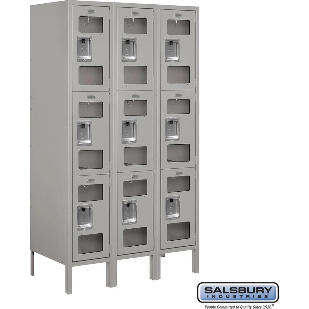 12" Wide Triple Tier See-Through Metal Locker - 3 Wide - 5 Feet High - 18" Deep by Salsbury - Image 8
