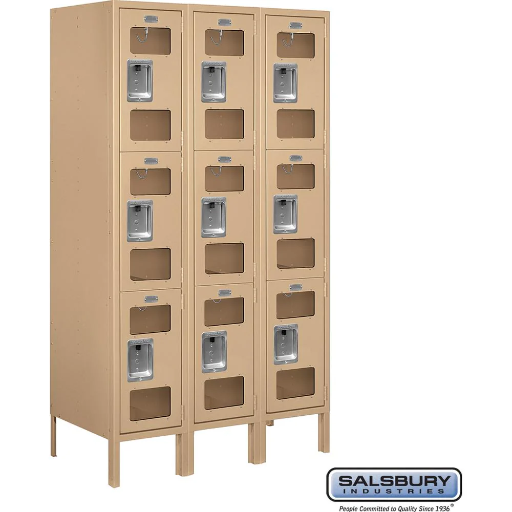 12" Wide Triple Tier See-Through Metal Locker - 3 Wide - 5 Feet High - 18" Deep by Salsbury - Image 9