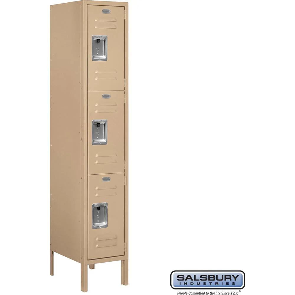 12" Wide Triple Tier Standard Metal Locker - 1 Wide - 5 Feet High - 15" Deep by Salsbury - Image 8
