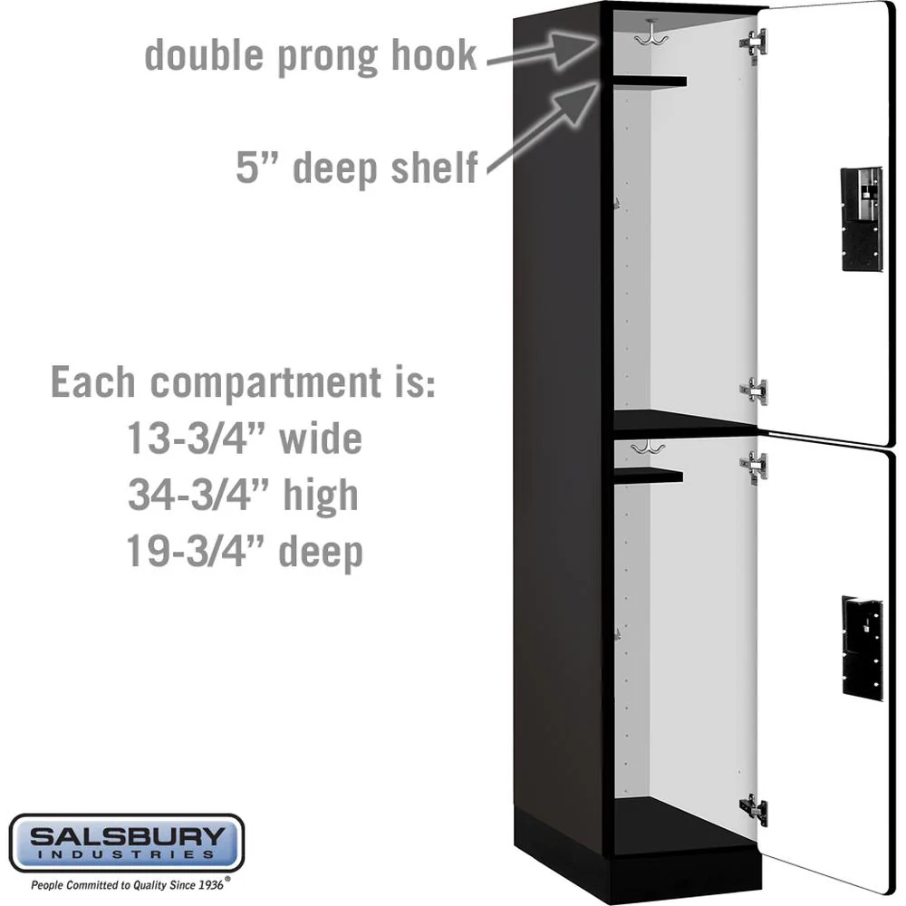 15" Wide Double Tier Designer Wood Locker - 1 Wide - 6 Feet High - 21" Deep by Salsbury - Image 3
