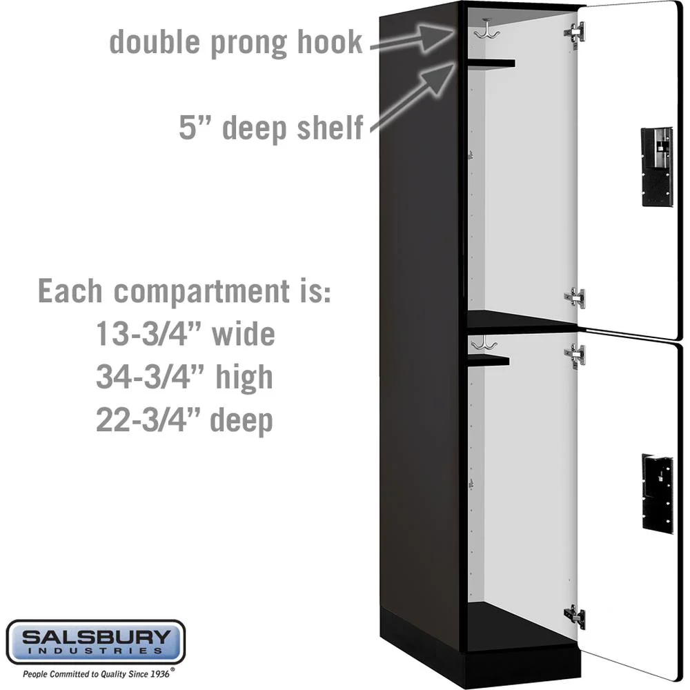 15" Wide Double Tier Designer Wood Locker - 1 Wide - 6 Feet High - 24" Deep by Salsbury - Image 3