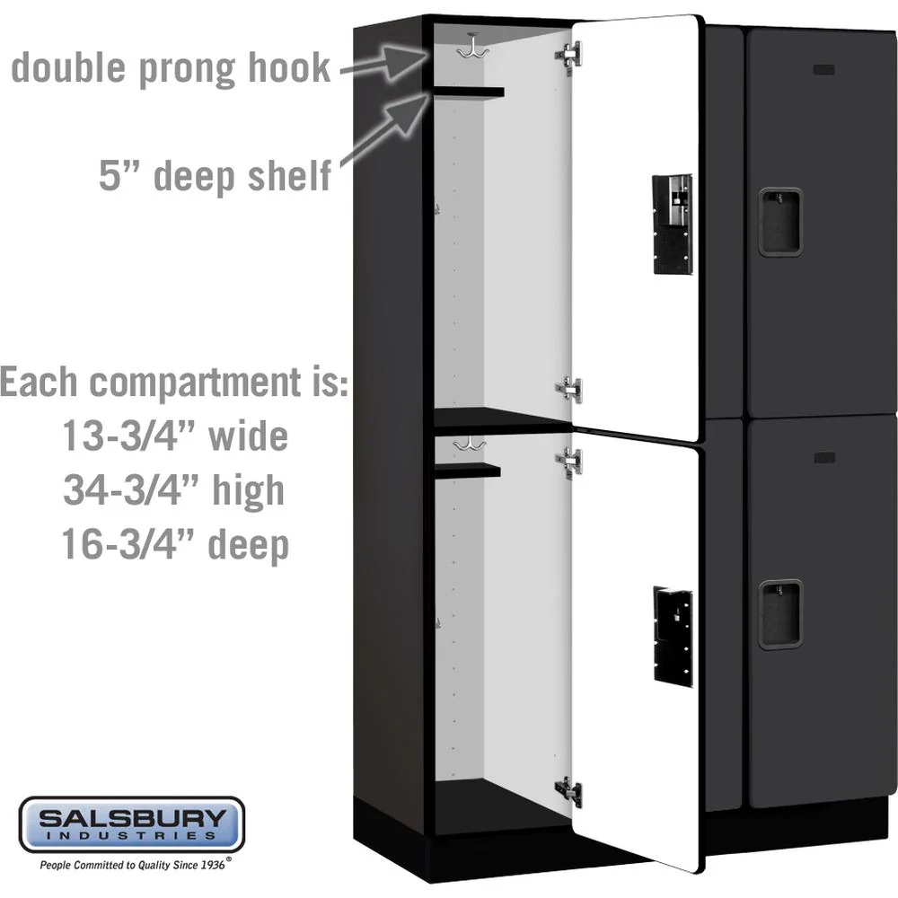 15" Wide Double Tier Designer Wood Locker - 3 Wide - 6 Feet High - 18" Deep by Salsbury - Image 3