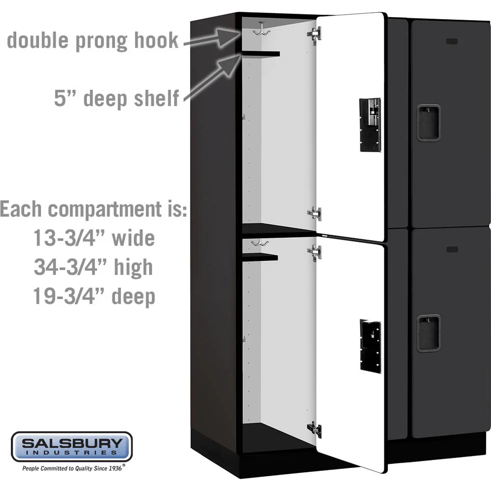 15" Wide Double Tier Designer Wood Locker - 3 Wide - 6 Feet High - 21" Deep by Salsbury - Image 3
