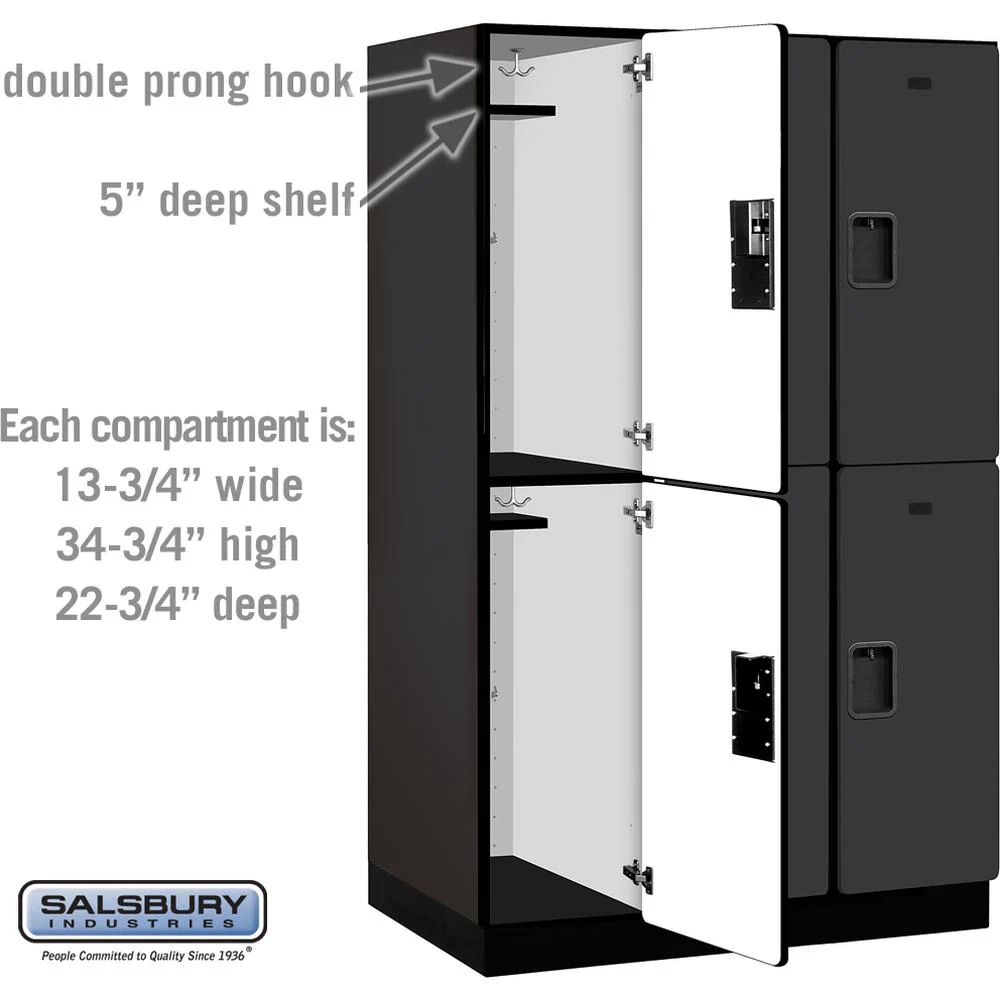 15" Wide Double Tier Designer Wood Locker - 3 Wide - 6 Feet High - 24" Deep by Salsbury - Image 3