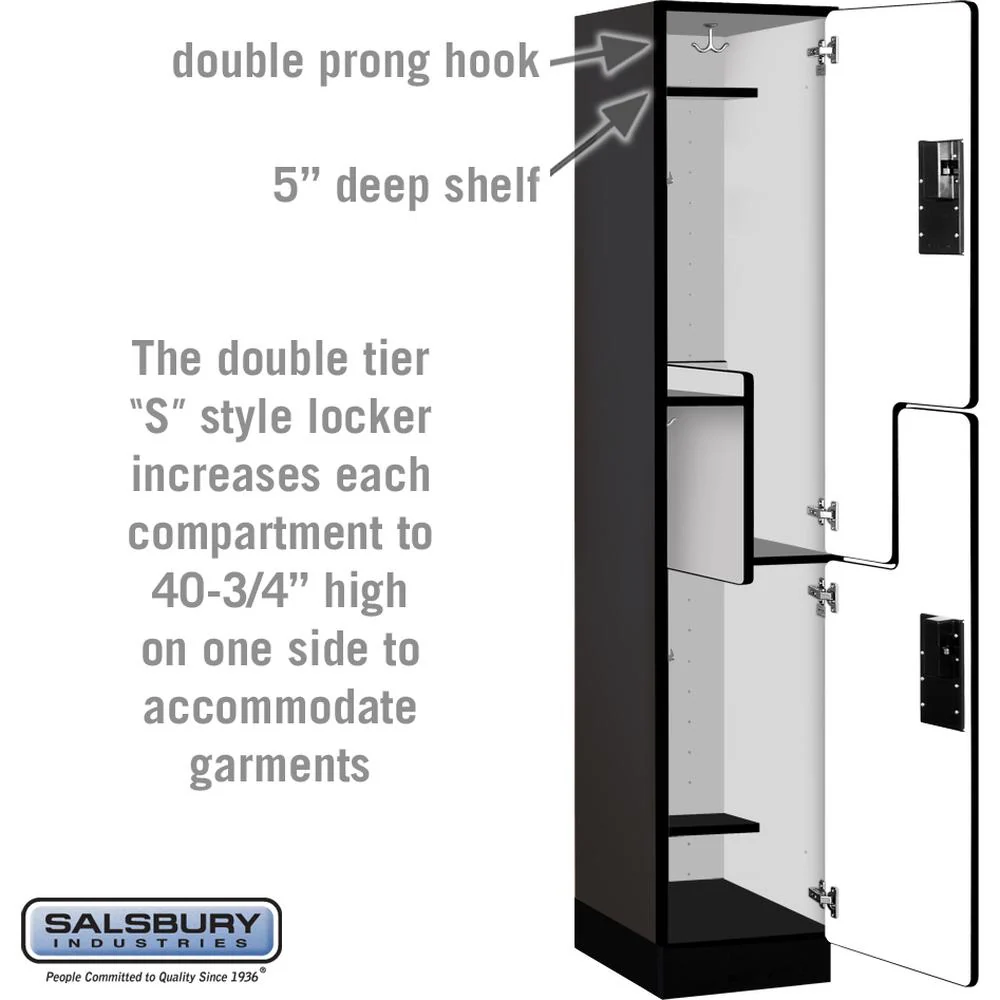 15" Wide Double Tier 'S' Style Designer Wood Locker - 1 Wide - 6 Feet High - 18" Deep by Salsbury - Image 3