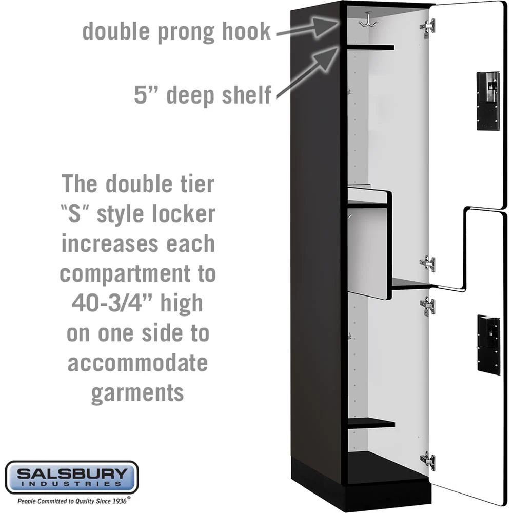 15" Wide Double Tier 'S' Style Designer Wood Locker - 1 Wide - 6 Feet High - 21" Deep by Salsbury - Image 3