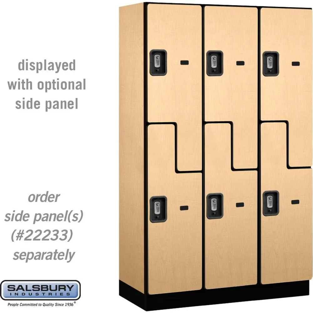15" Wide Double Tier 'S' Style Designer Wood Locker - 3 Wide - 6 Feet High - 18" Deep by Salsbury - Image 36