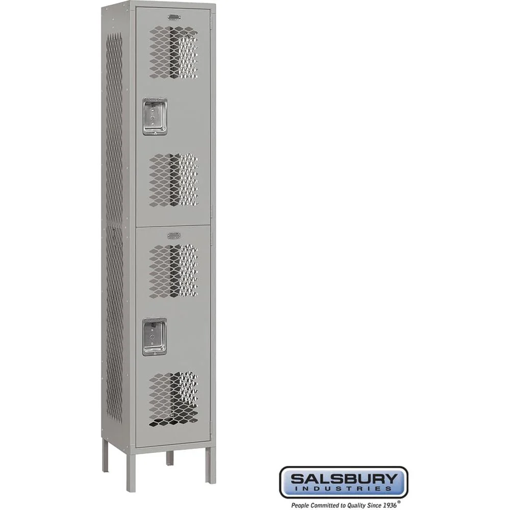 15" Wide Double Tier Vented Metal Locker - 1 Wide - 6 Feet High - 15" Deep by Salsbury - Image 6
